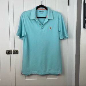 Izod Polo Aqua Mens M orange details preppy spring summer shirt short sleeve